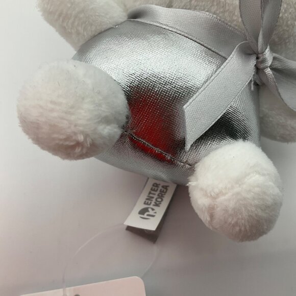 New Korean Hello Kitty Sanrio Plush Keychain Silver Metallic Bag Charm 5" - Picture 6 of 12